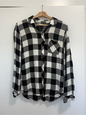 Rails Black and White Check Plaid Button-Down Shirt